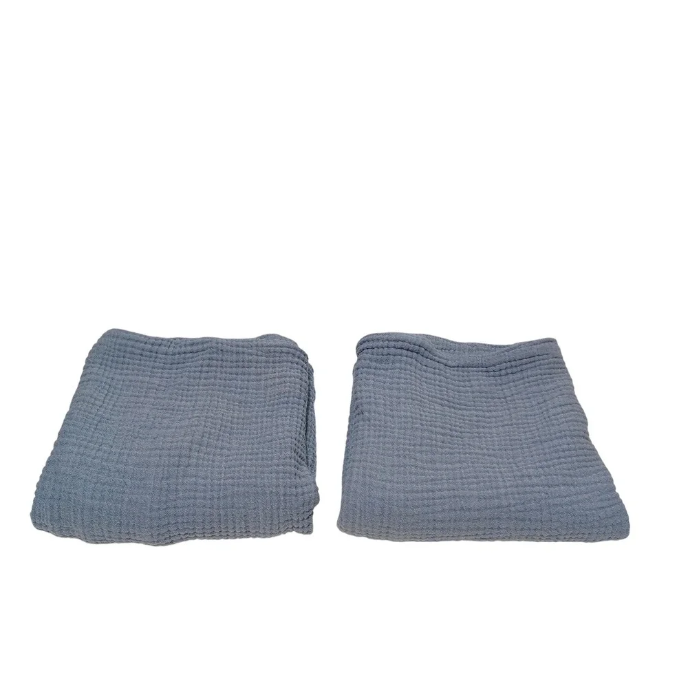 Parachute Cloud Cotton King Pillow Shams Set 2 Sky Blue Organic Gauze Luxury